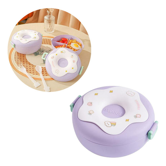 Lonchera Vianda De Plastico Con Cubiertos Infantil 18x8.5cm