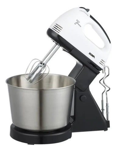 Batidora Electrica De Pie Con Bowl De Acero Inoxidable 260w Blanca