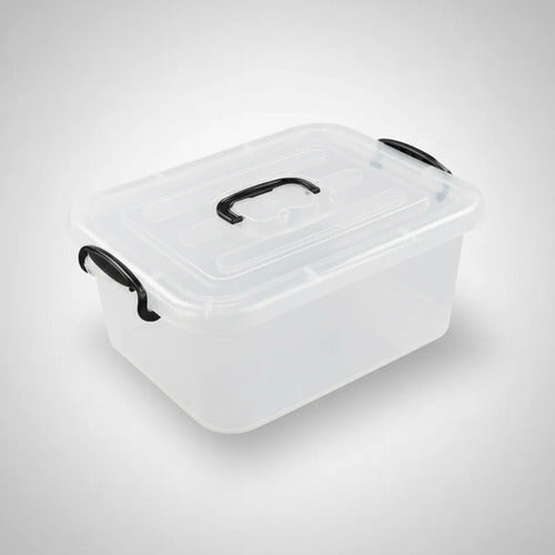 Caja Organizadora Plástica Transparente Tapa Asa 11l Juguete Blanco