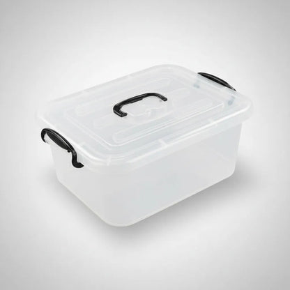 Caja Organizadora Plástica Transparente Tapa Asa 11l Juguete Blanco