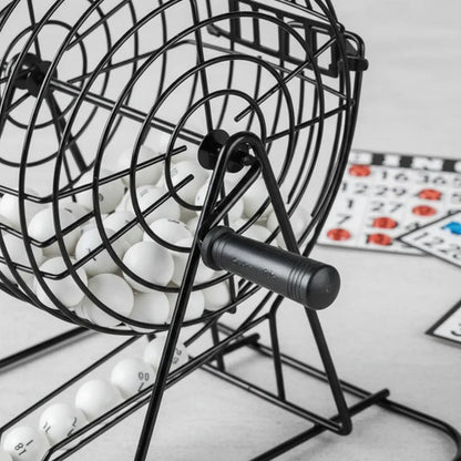 Set Bingo Completo Bolillero Metálico Cartones Marcadores