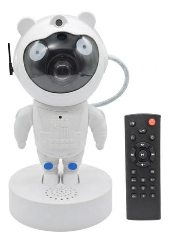 Proyector Estrellas Astronauta Bluetooth Parlante Control Blanco