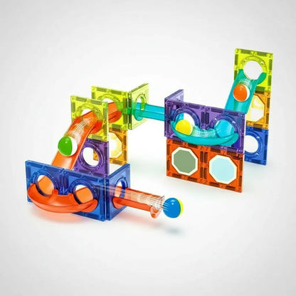 Juego Bloques Magnéticos Infantiles 49 Piezas Pista Bolitas 49