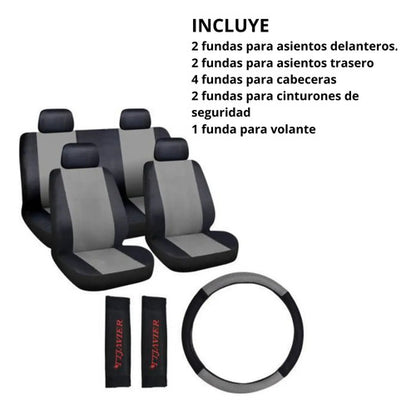 Set Cubre Asientos Fundas Para Auto 11 Piezas