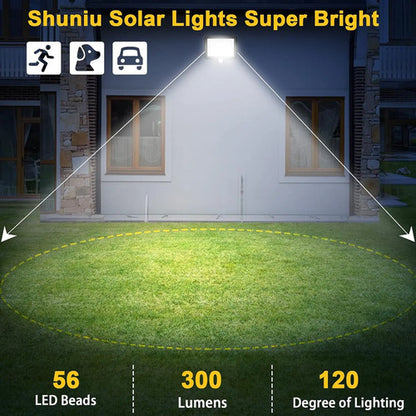 Reflector Foco Solar Sensor De Movimiento Exterior Luz Led Negro Blanco Frío
