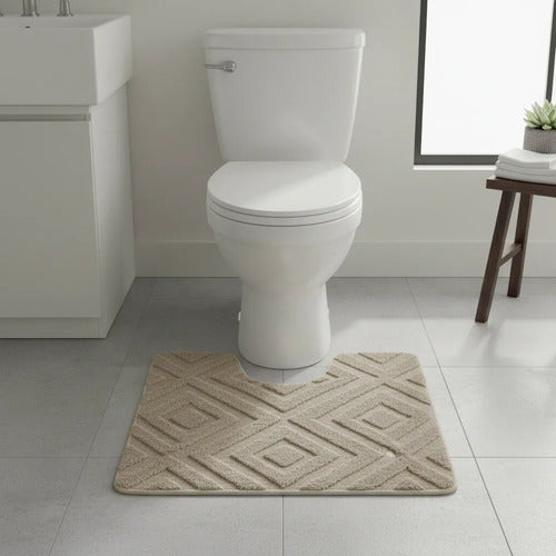 Alfombra Mediana De Baño Absorbente Poliéster 50x80cm Beige