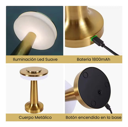 Lampara Velador Luz Led Touch Recargable Escritorio Mesa Rosa Gold Dorado