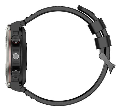 Reloj Inteligente Smartwatch Pantalla Tactil 1.45 Pulgadas Negro Mate Polímero Reforzado Malla Deportiva Negro Con Detalles En Gris Gris Plomo / Negro Metalizado Acabado Pvd