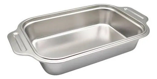 Asadera Fuente Horno Acero Inoxidable Asas Rectangular 35cm Plateado