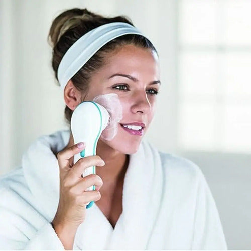 Cepillo Limpiador Facial A Pila Con Cepillos Intercambiables Blanco