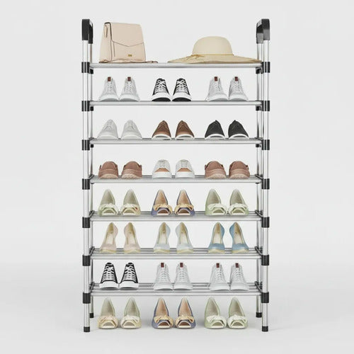 Organizador Estanteria Zapatero 7 Nivel 140x60x26cm Aluminio Gris