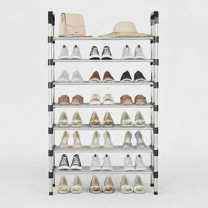 Organizador Estanteria Zapatero 7 Nivel 140x60x26cm Aluminio Gris