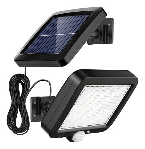Reflector Foco Solar Sensor De Movimiento Exterior Luz Led Negro Blanco Frío