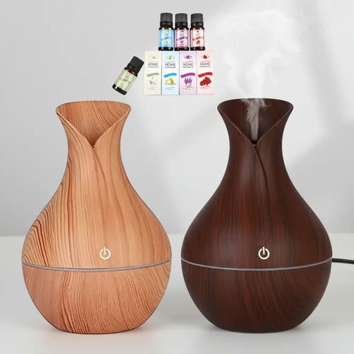 X2 Humidificador Perfumador Ambiente Aromatizador + 4 Aceite Marron/ Marron Claro