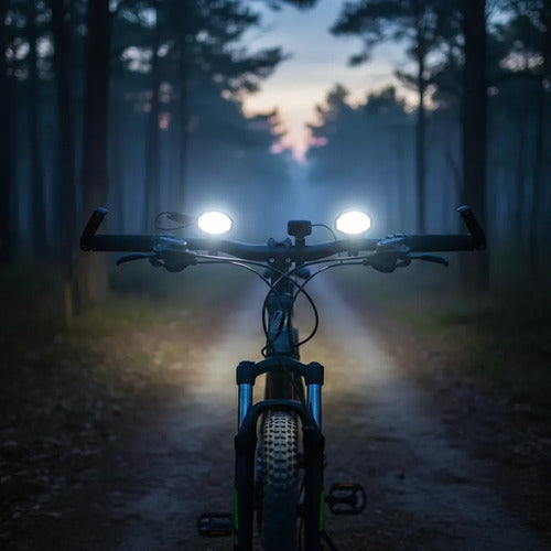 Foco Luz Frontal Led Bicicletas Sirena Fuerte Tres Modos 140 Negro