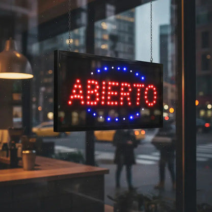 Cartel Led Luminoso Abierto Cartel Abierto Electrico 48x25 Azul Y Rojo