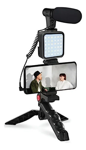 Estabilizador Soporte Celular Luz Led Color Negro