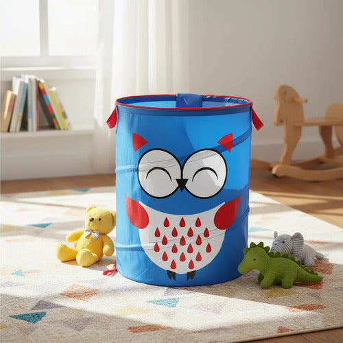 Canasto Cesto Infantil Plegable Tela Organizador 40x36cm Azul