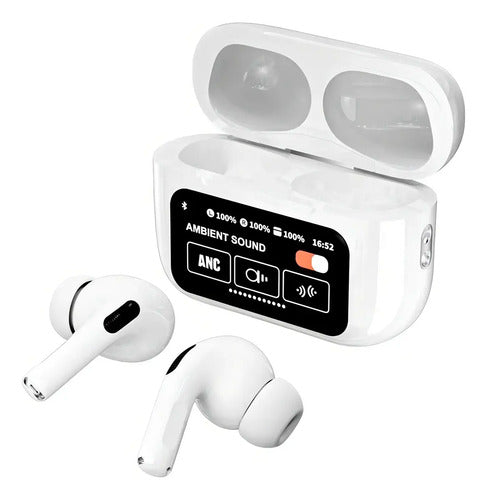 Audifonos Bluetooth A9pro Auriculares Inalámbricos Con Pantalla Táctil Compatible Con iPhone Android Blanco