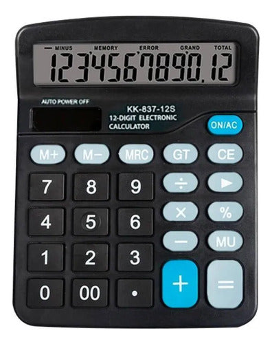 Calculadora Basica Escritorio 12 Digitos Solar Pila Oficina Negro