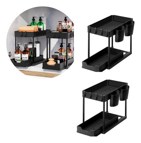X2 Estante Rack Organizador Cocina Mesada 2 Niveles Cajon Aleatorio