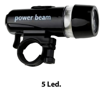 Luz Delantera Para Bicicleta Con 5 Led Bici Impermeable Negro