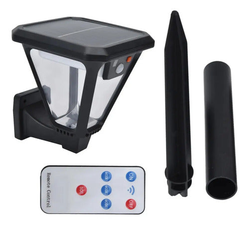 Set X2 Farol Solar Exterior Foco Lampara Led Estaca Jardin Negro