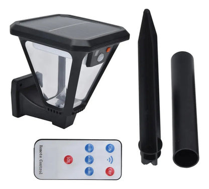 X2 Lampara Solar Exterior Foco Farol Led Estaca Jardin Negro
