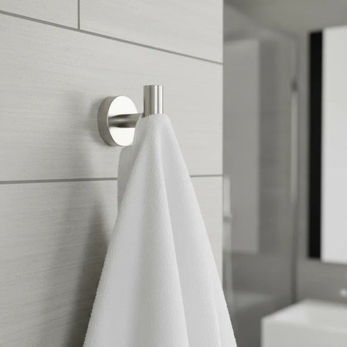Gancho Perchero Baño Acero Pared Toalla Acero 6.5x5.5cm Plateado