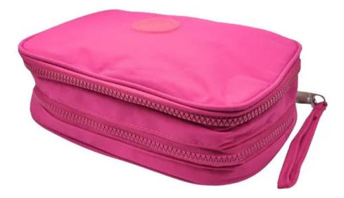 Neceser Maquillaje 2 Niveles Organizador Bolso Estuche 23cm Fucsia