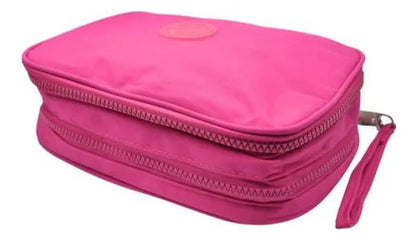 Neceser Maquillaje 2 Niveles Organizador Bolso Estuche 23cm Fucsia