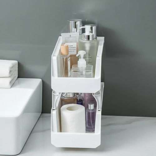 Organizador Canasto Plástico Apilable Multiuso 30cm Baño Blanco