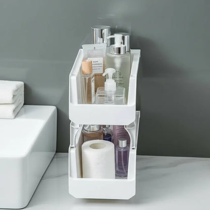 Organizador Canasto Plástico Apilable Multiuso 30cm Baño Blanco