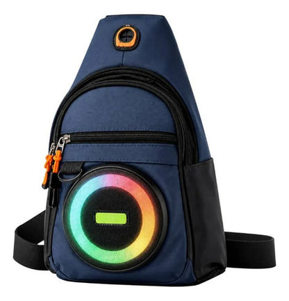 Bandolera Con Parlante Bluetooth Rgb Usb Sd Fm Radio Azul