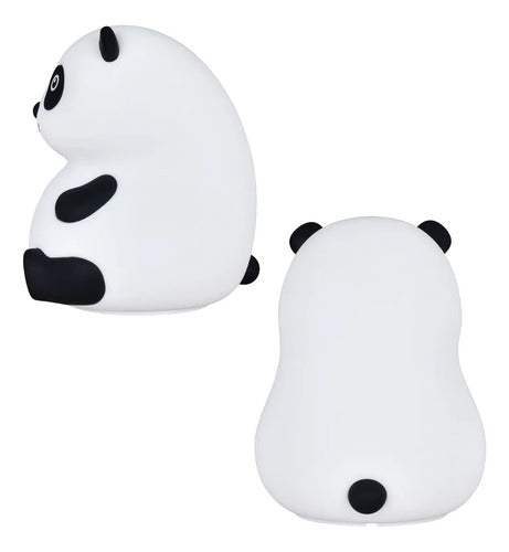 Lampara Veladora De Mesa Recargable Oso Panda Con Bufanda Blanco
