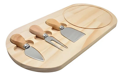 Cuchillos Para Quesos Con Tabla De Madera Bambu Marrón