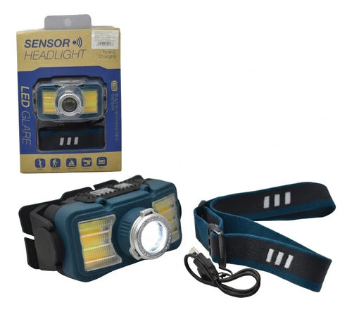 Linterna Vincha Led Recargable Sensor Luz De Emergencia 8x4c Blanco