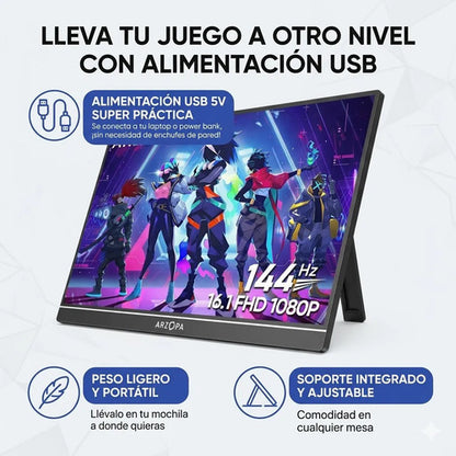 Monitor Portatil Gamer 16.1 Pulgadas 144hz Full Hd 1080p Negro
