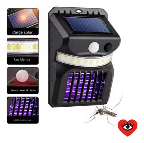 Lampara Farol Led Mata Mosquitos Moscas Insectos Solar Negro