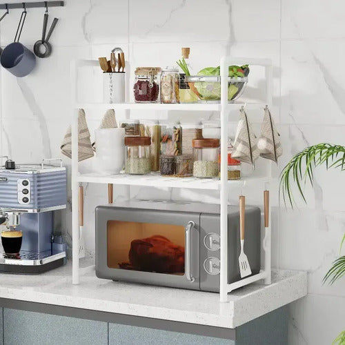 Organizador Rack Cocina Blanco 3 Niveles Mesada Estante Microondas Veoquiero