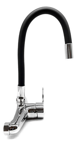 Grifo Monocomando 20cm Flexible Cocina Cromado Mesada Pared