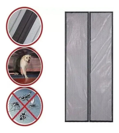 Cortina Mosquitero Para Puerta Anti Mosquitos Moscas Negro