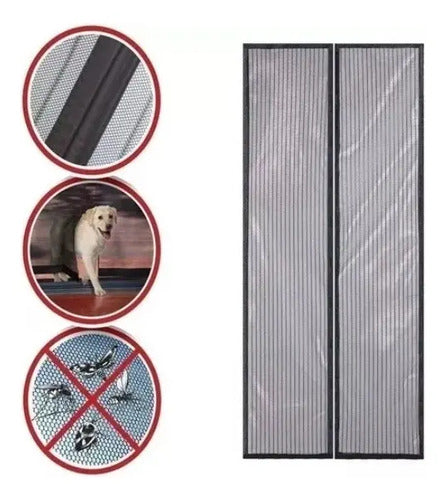 Cortina Mosquitero Puerta Con Cierre Magnetico 100 X 210cm Negro