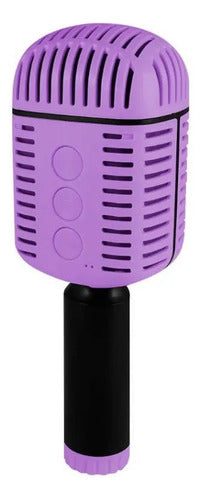 Micrófono Retro Karaoke Inalámbrico Bluetooth Tws Altavoz Lila