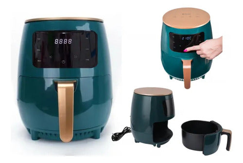 Maquina Freidora Aire Electrica 6lt 2400w Digital Cocina Verde Oscuro