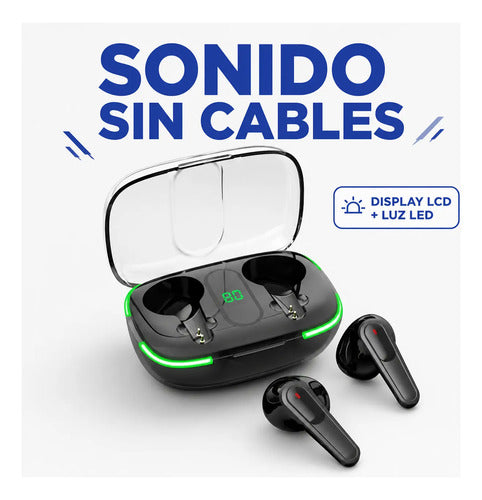 Auriculares Bluetooth Inalámbricos Tws Estuche Display Lcd Negro