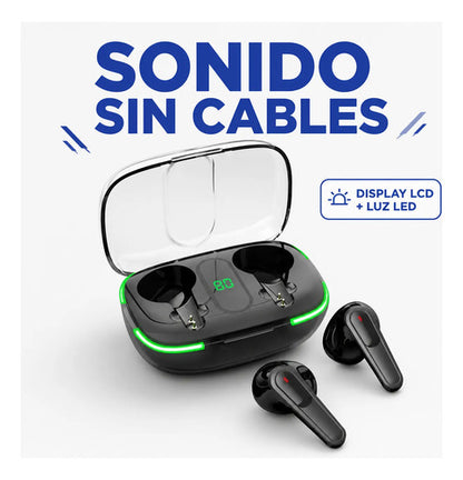 Auriculares Bluetooth Inalámbricos Tws Estuche Display Lcd Negro