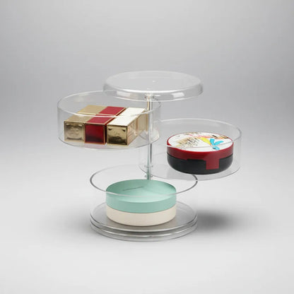 Organizador Joyas Acrílico Rotativo 3 Niveles 360° 14x11cm Transparente