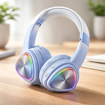 Auricular Inalámbrico Rgb Con Usb Tf 3.5 Vincha Ajustable Variedad De Colores