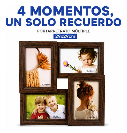 Portarretrato Marco Multiple X4 Fotos 10x15cm Colgante Marrón